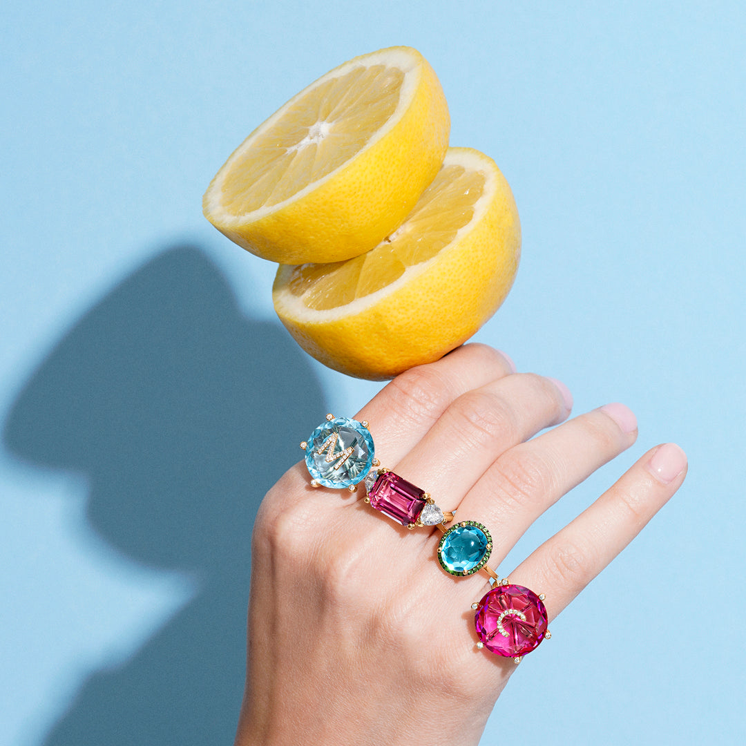 ANILLO ORO AMARILLO 18K TOPACIO ROSA Y CIRCONITAS