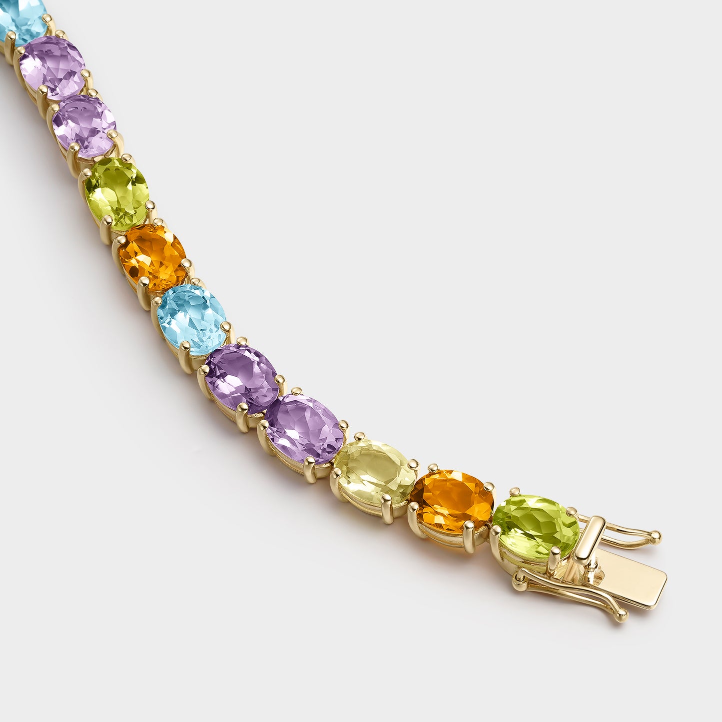 PULSERA 18 CMS ORO AMARILLO 18KILATES Y GEMAS SEMIPRECIOSAS