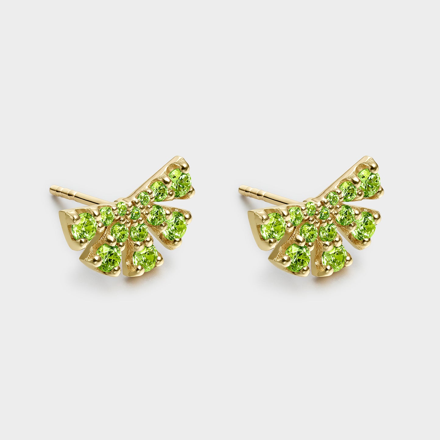 PENDIENTES ORO AMARILLO 18K ABANICO OLIVINAS