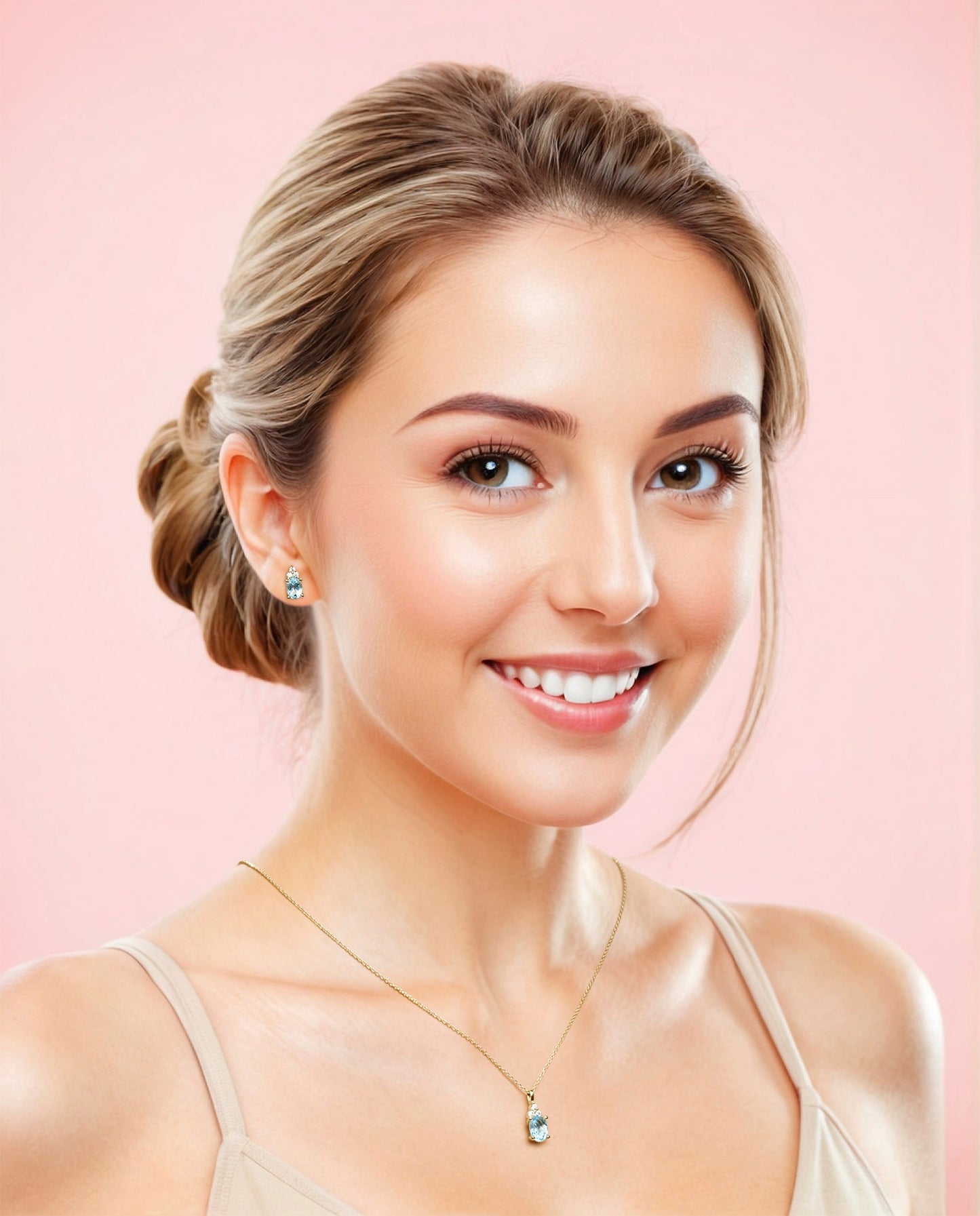 COLLAR ORO AMARILLO 18K TOPACIO Y TRIPLE CIRCONITA