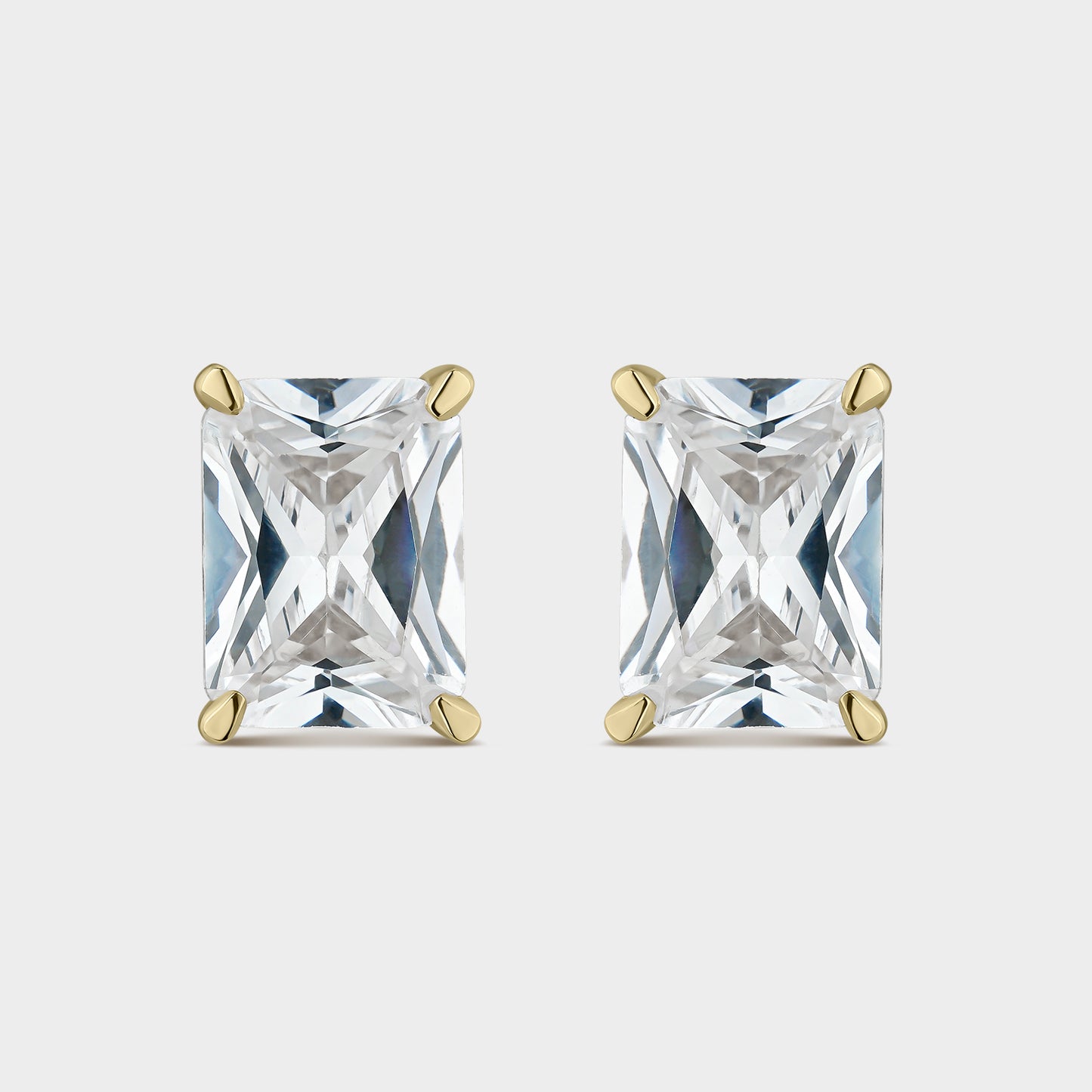 PENDIENTES ORO AMARILLO 18K CON TOPACIOS BLANCOS OCTOGONALES