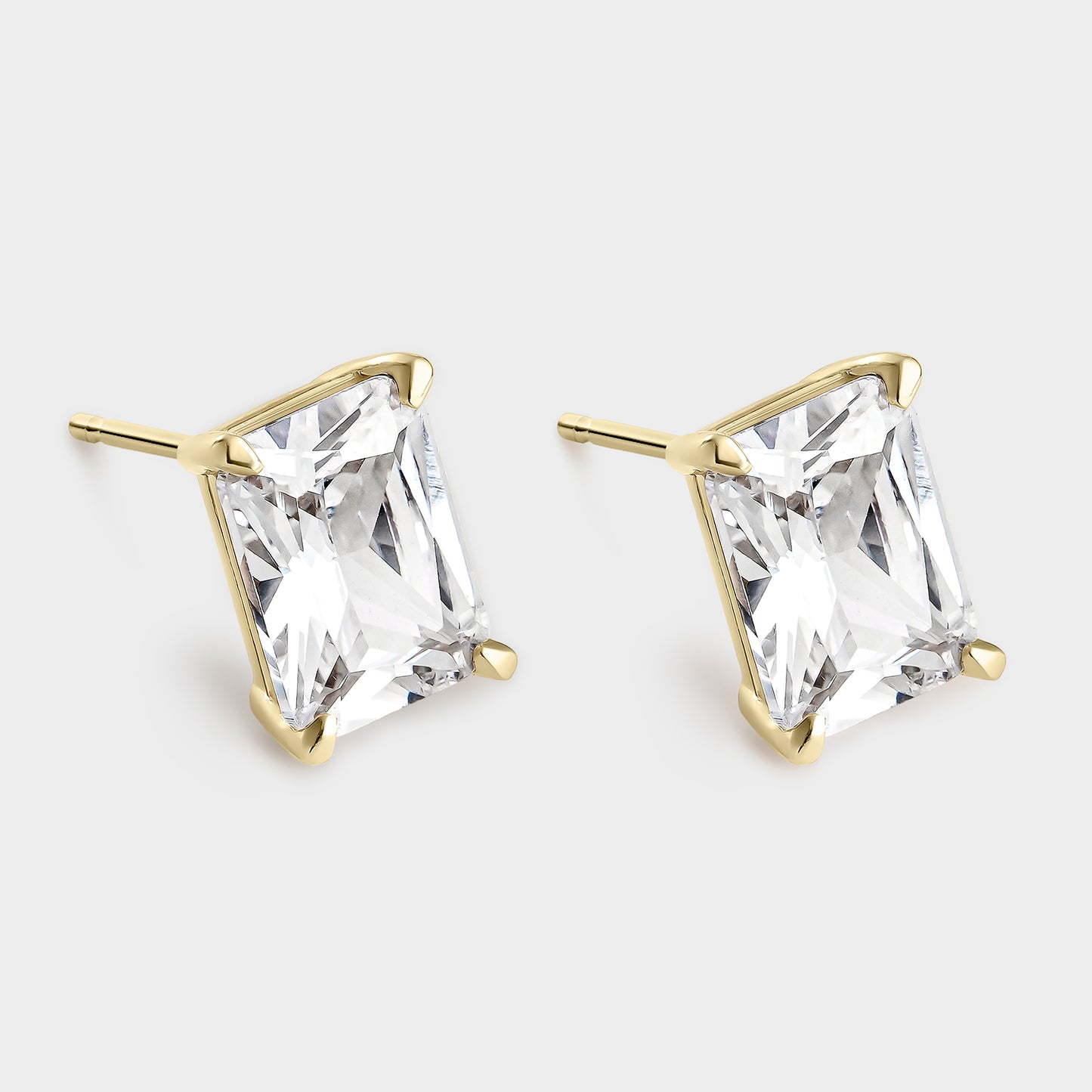 PENDIENTES ORO AMARILLO 18K CON TOPACIOS BLANCOS OCTOGONALES