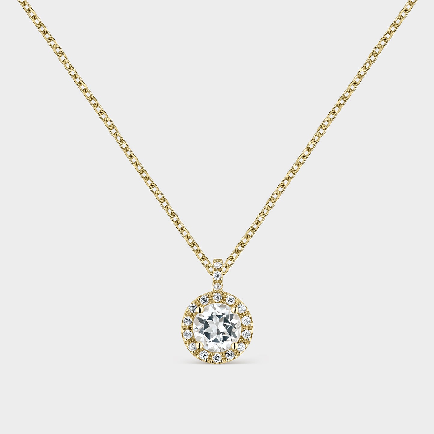 COLLAR ORO AMARILLO 18K Y TOPACIO BLANCO FINO