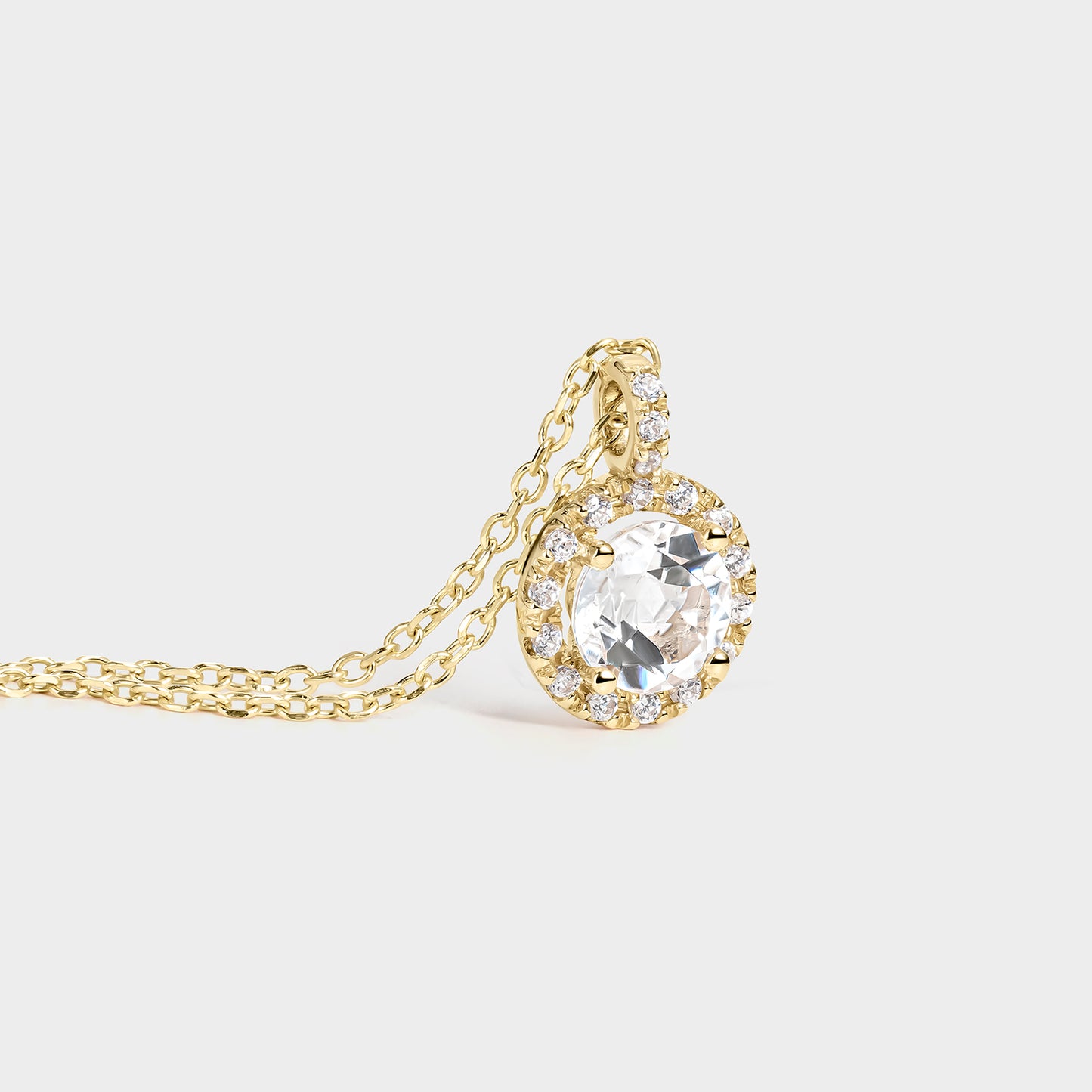 COLLAR ORO AMARILLO 18K Y TOPACIO BLANCO FINO
