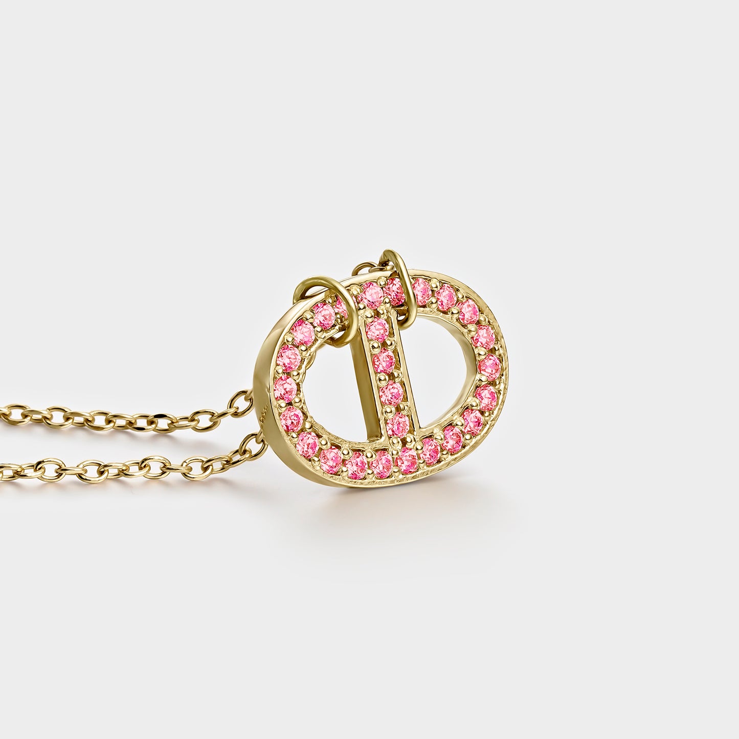 COLLAR ORO AMARILLO 18K ESLABÓN TOPACIOS ROSAS