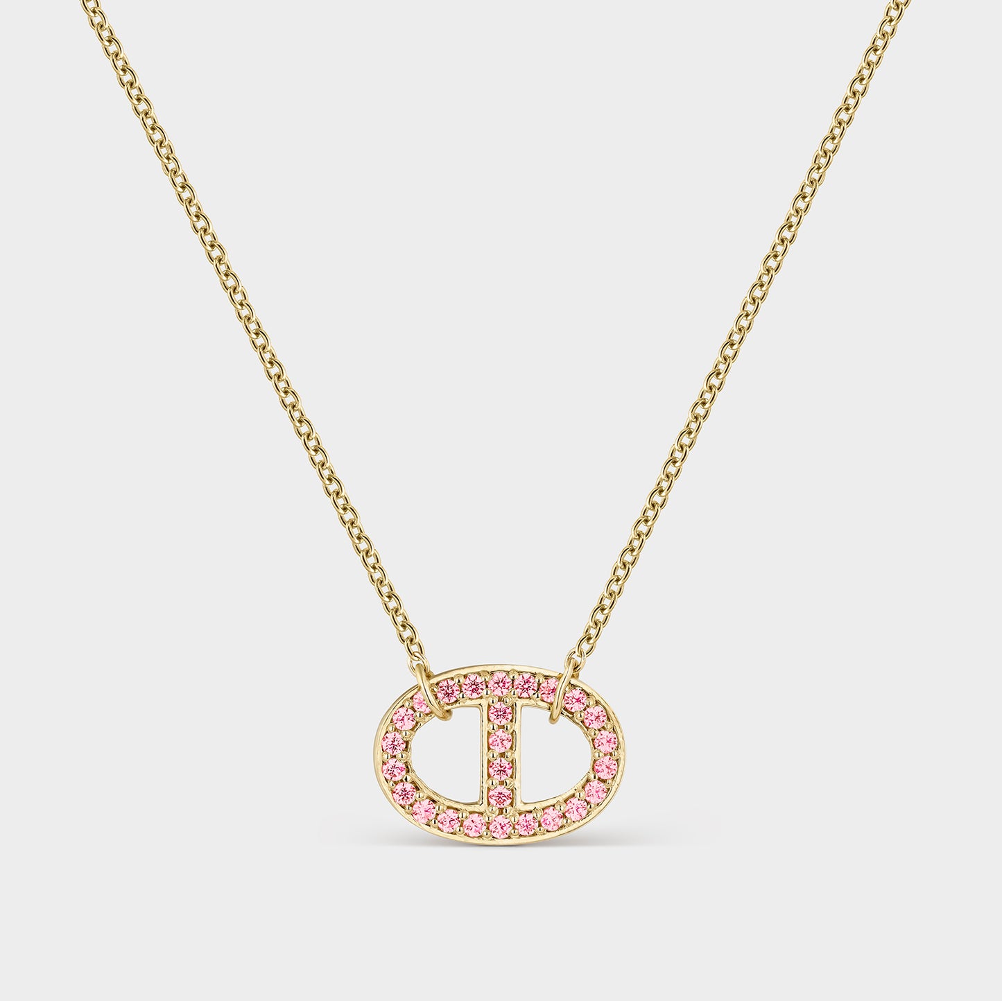 COLLAR ORO AMARILLO 18K ESLABÓN TOPACIOS ROSAS