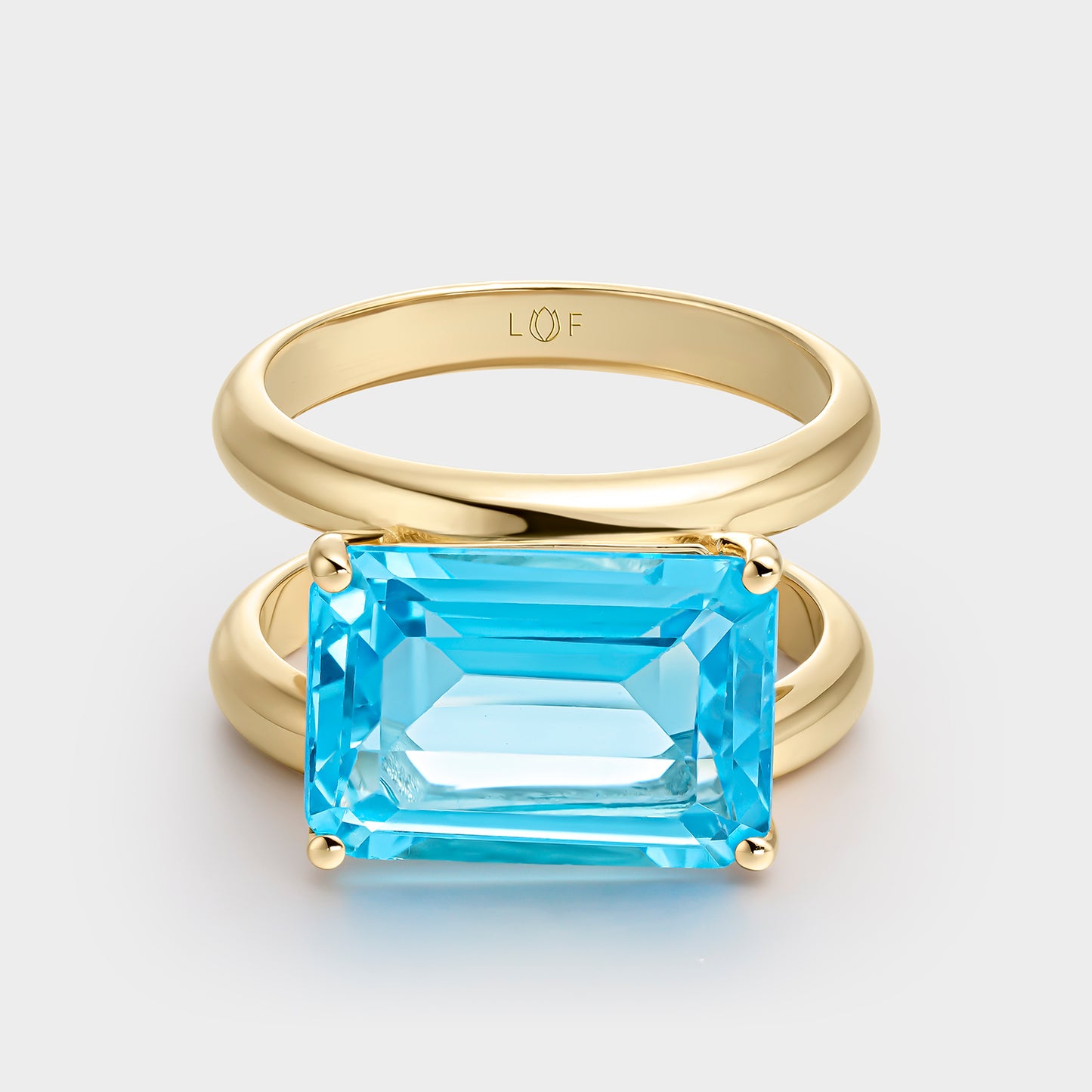 SORTIJA ORO AMARILLO 18K DOBLE CUERPO TOPACIO SWISS OCTOGONAL