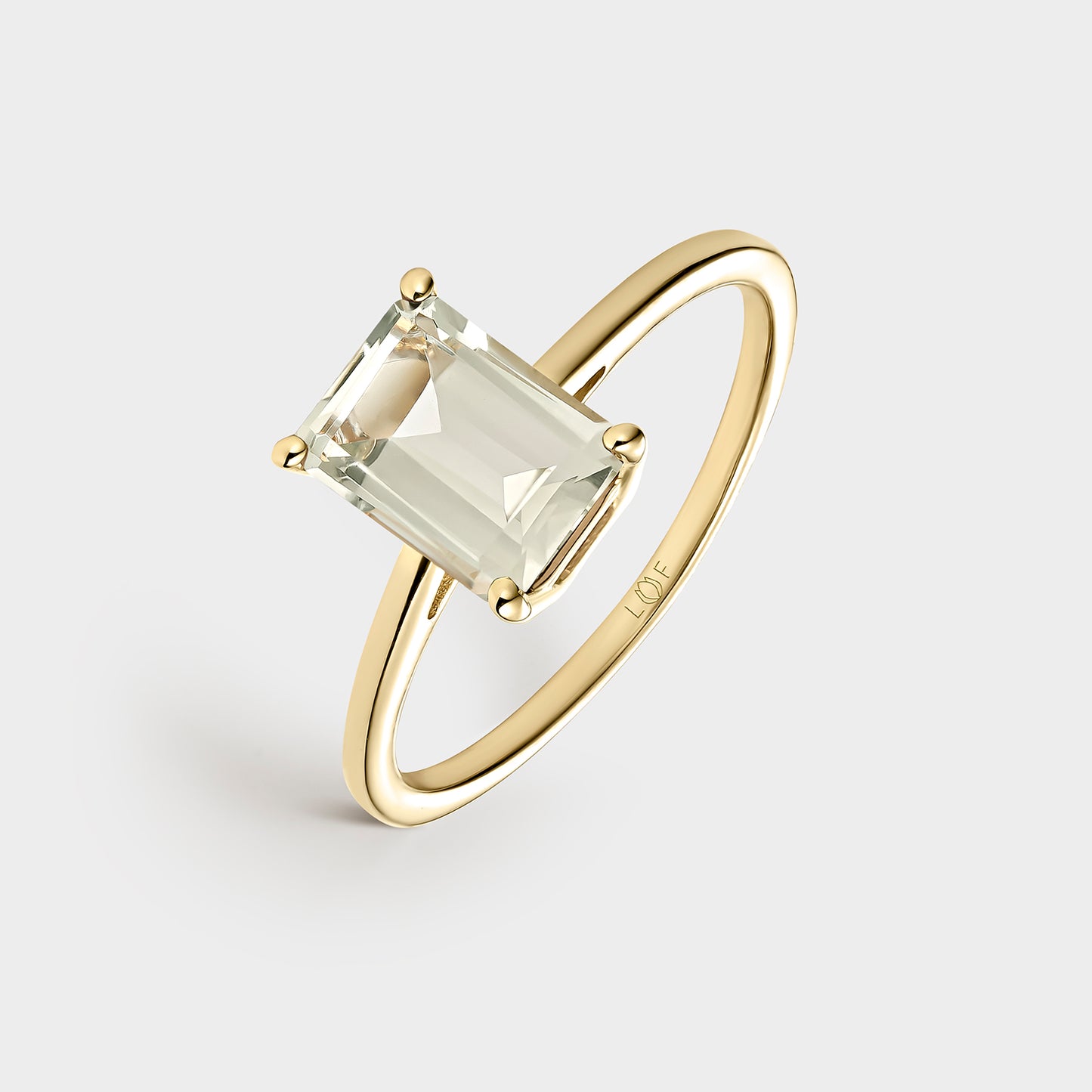 ANILLO ORO AMARILLO 18K AMATISTA VERDE OCTOGONAL PEQ.