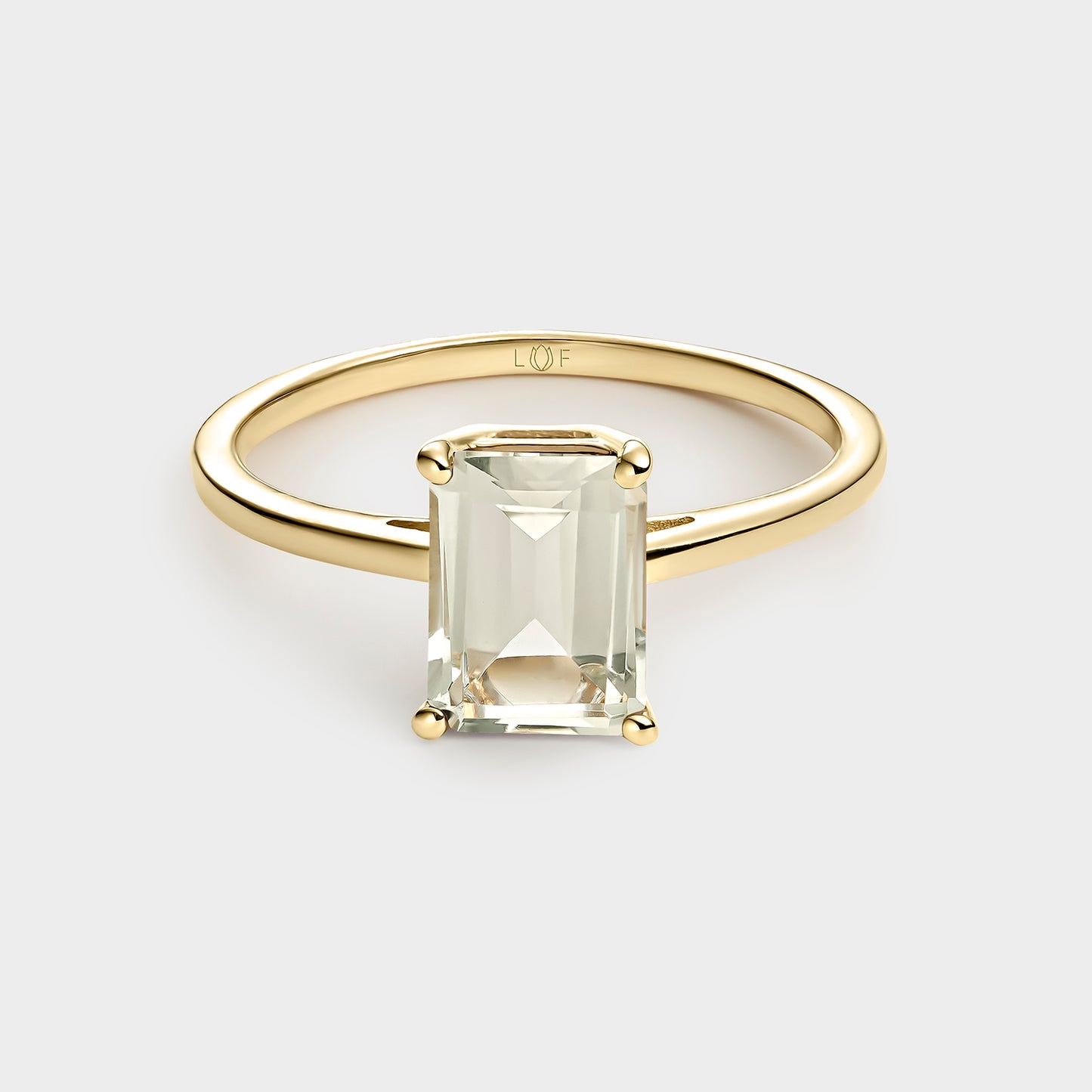 ANILLO ORO AMARILLO 18K AMATISTA VERDE OCTOGONAL PEQ.