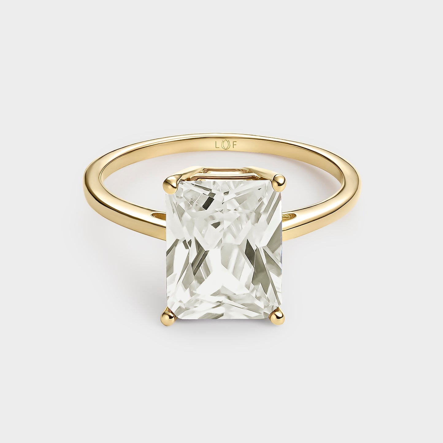 ANILLO ORO AMARILLO 18K AMATISTA VERDE OCTOGONAL