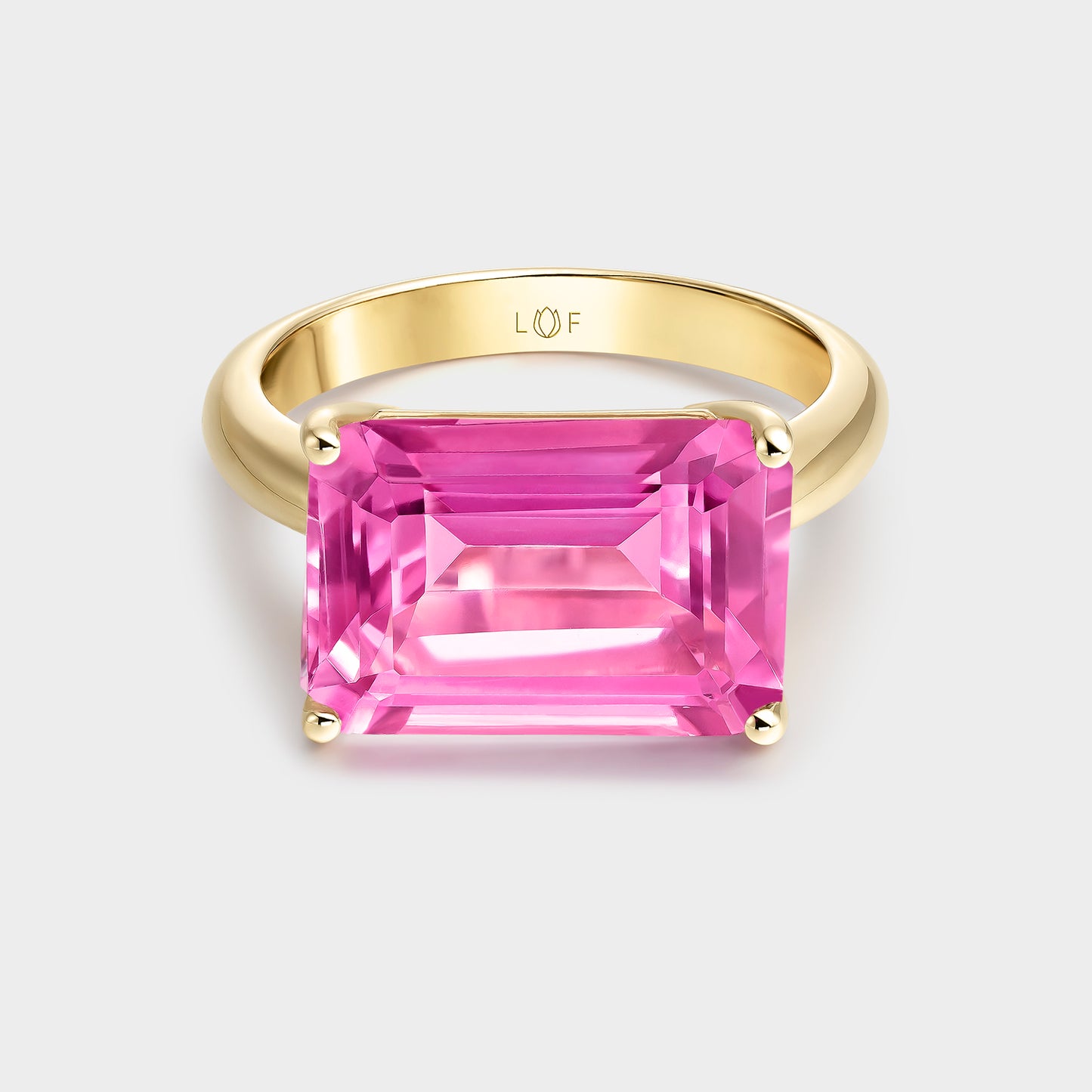 ANILLO ORO AMARILLO 18K TOPACIO ROSA OCTOGONAL