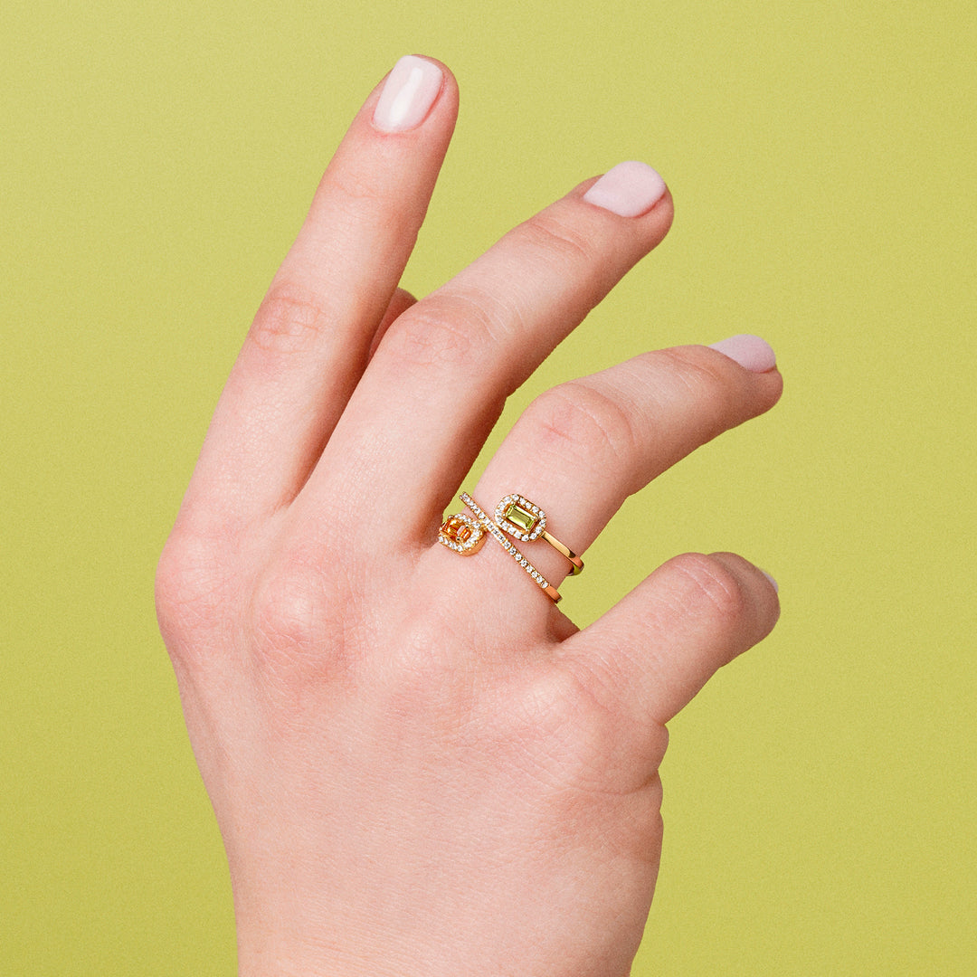 ANILLO ORO AMARILLO 18K DOBLE CITRINO Y PERIDOTO
