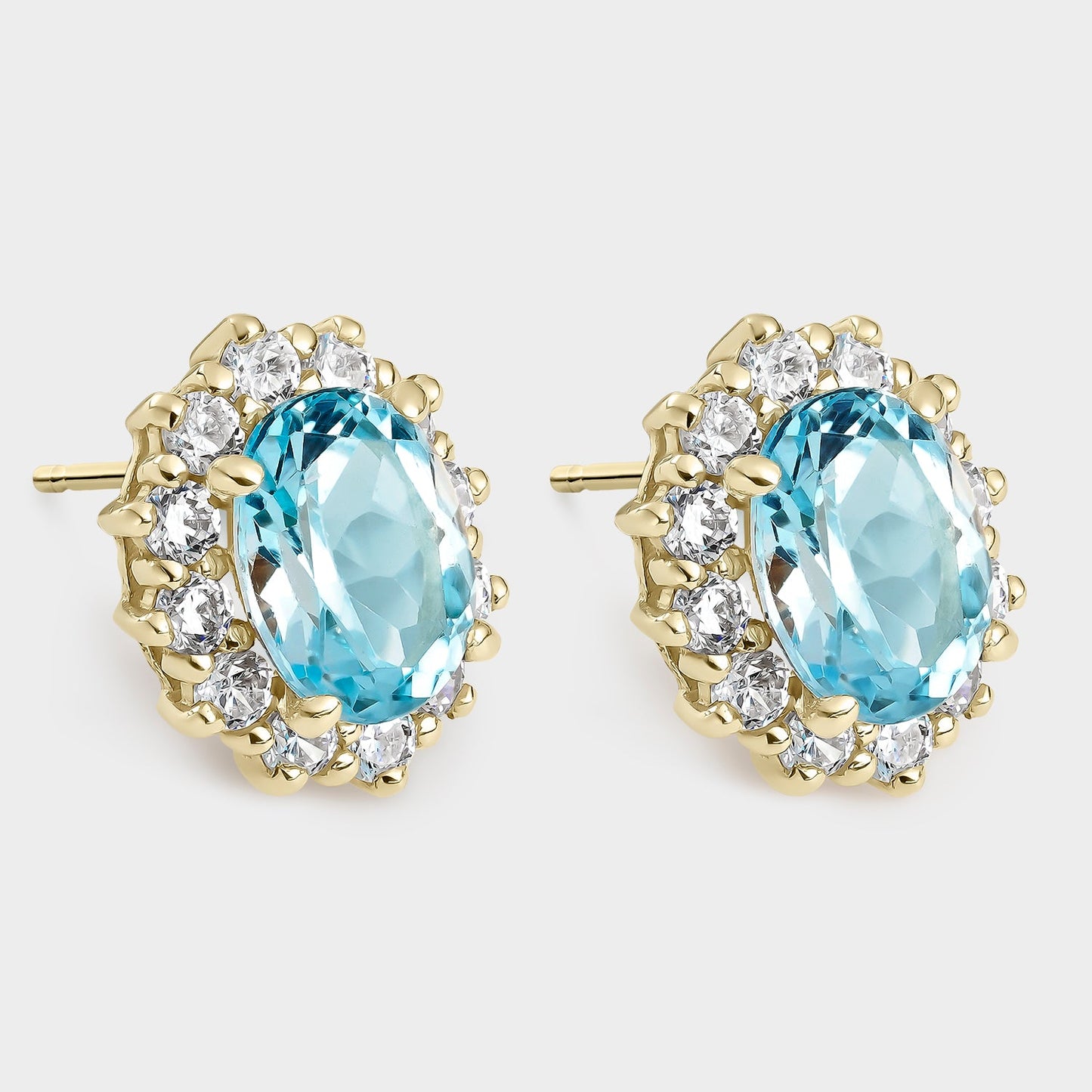 PENDIENTES ORO AMARILLO 18K TOPACIO OVAL Y CIRCONITAS