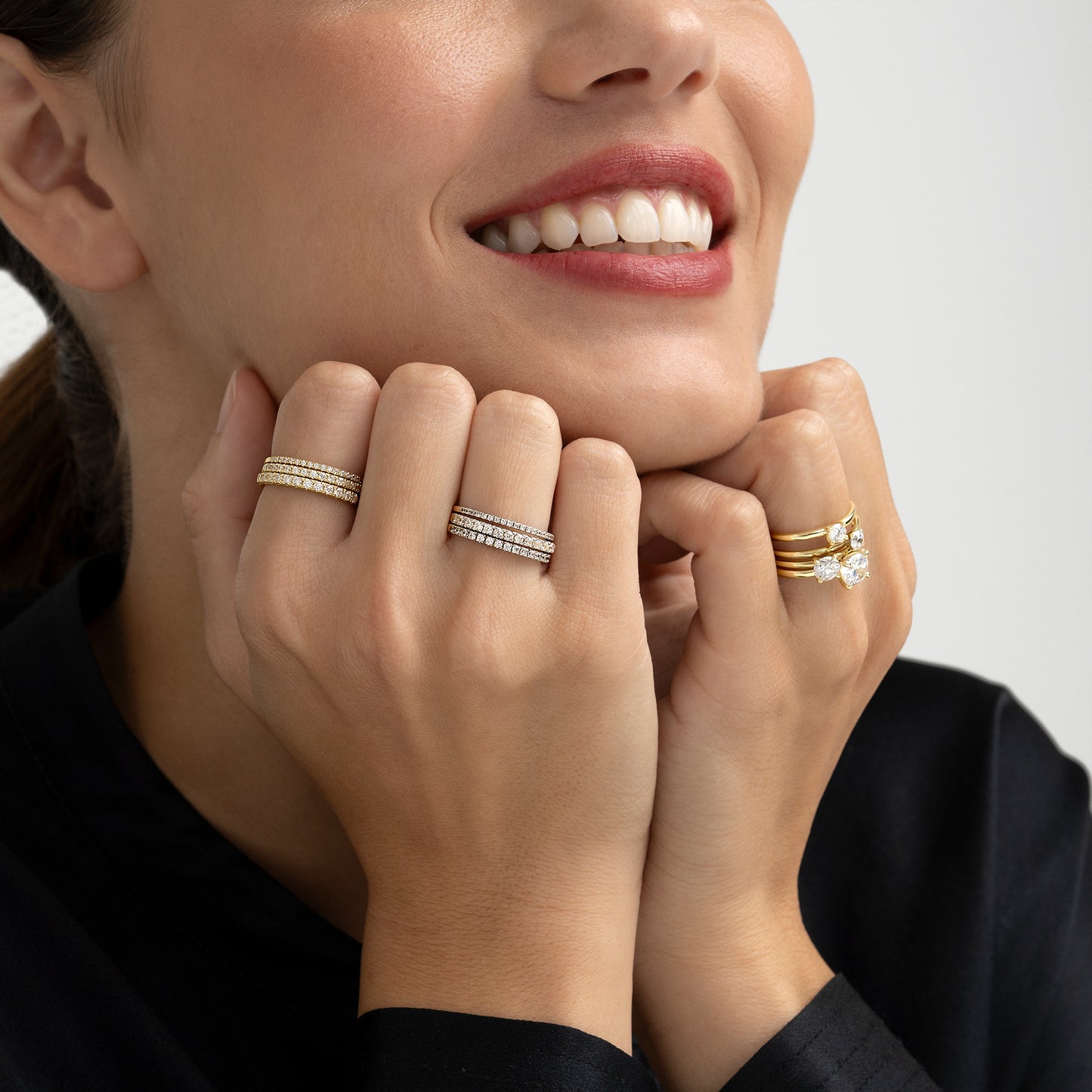 MEDIA ALIANZA ORO BICOLOR 18K Y 13 DIAMANTES 0,325 CTS