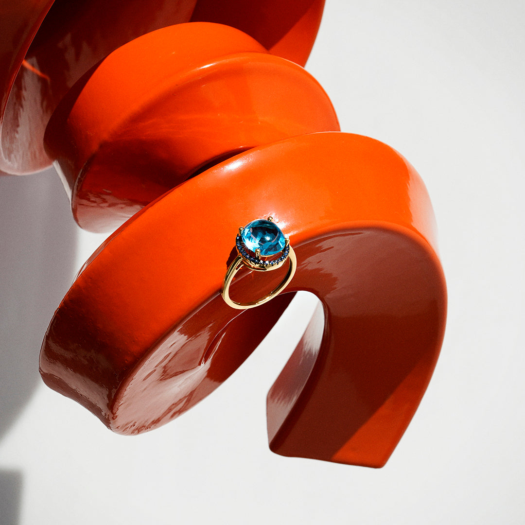 ANILLO ORO AMARILLO 18K NANO-ZAFIROS Y TOPACIO AZUL SWISS
