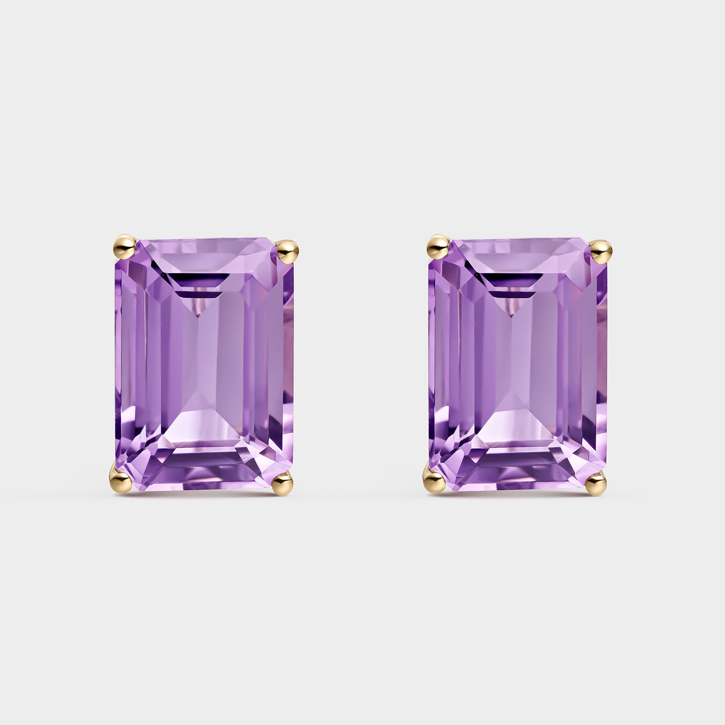 PENDIENTES ORO AMARILLO 18K AMATISTA OCTOGONAL