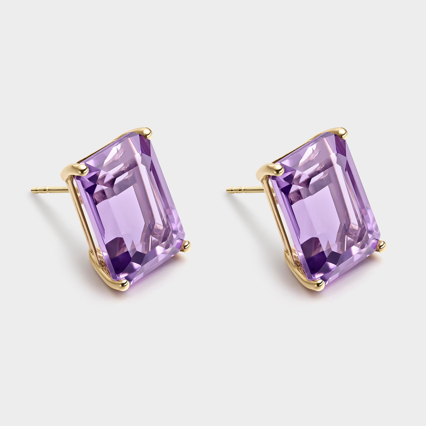 PENDIENTES ORO AMARILLO 18K AMATISTA OCTOGONAL