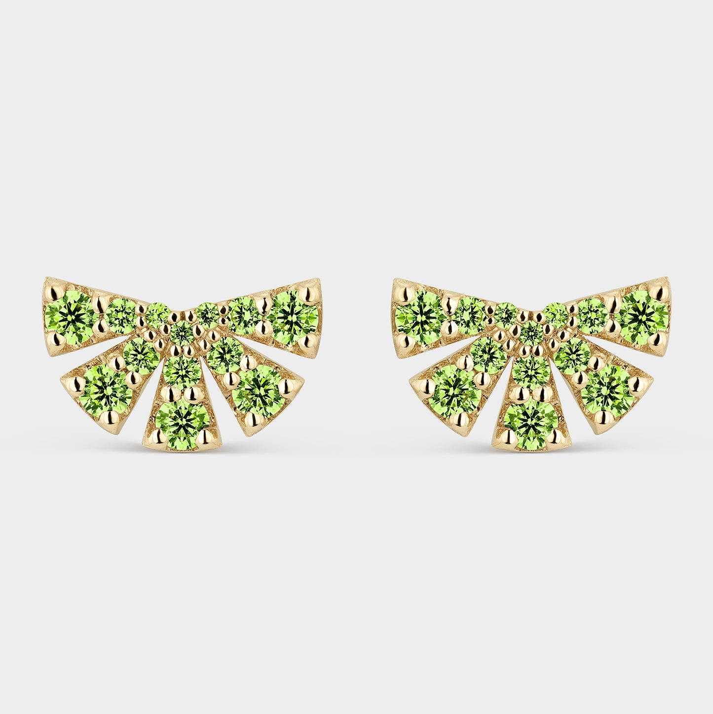 PENDIENTES ORO AMARILLO 18K ABANICO OLIVINAS