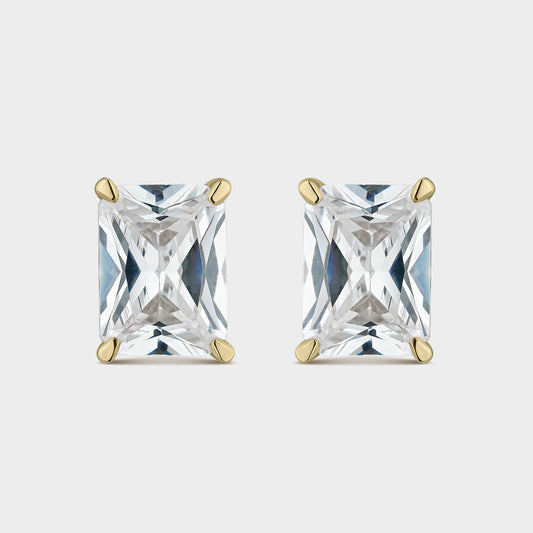 PENDIENTES ORO AMARILLO 18K CON TOPACIOS BLANCOS OCTOGONALES
