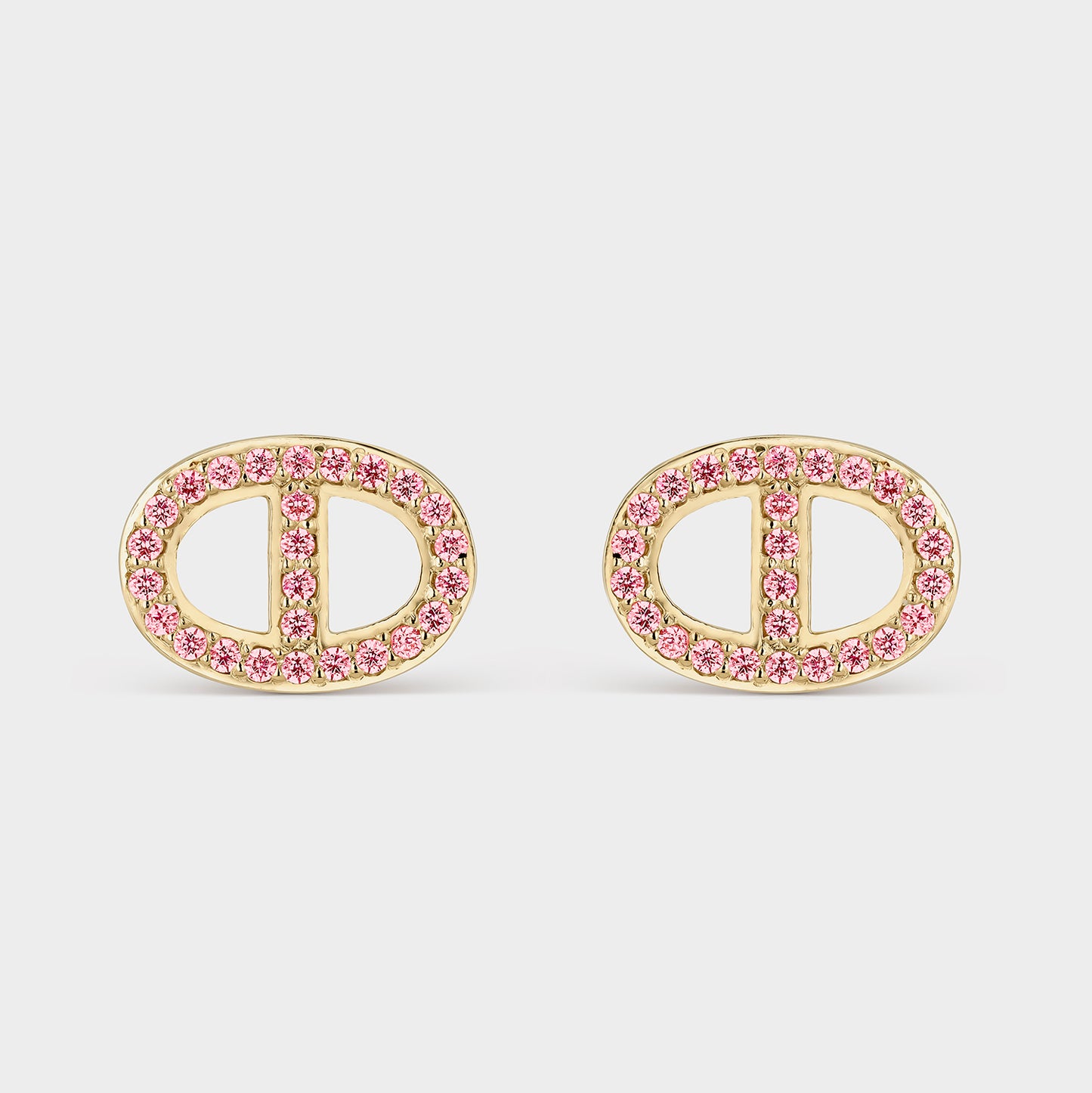 PENDIENTES ORO AMARILLO 18K ESLABONES Y TOPACIOS ROSAS