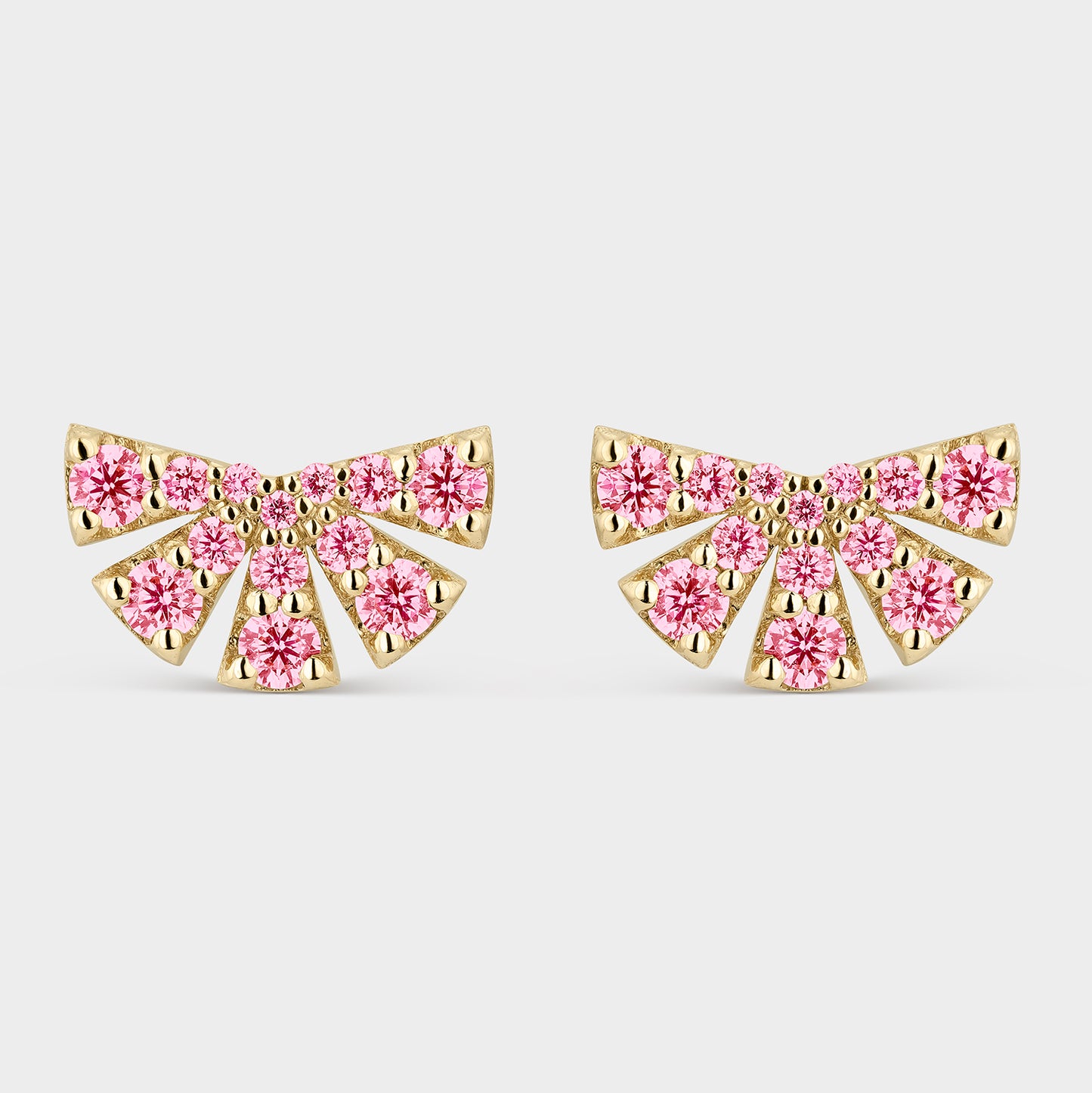 PENDIENTES ORO AMARILLO 18K ABANICO TOPACIOS ROSAS