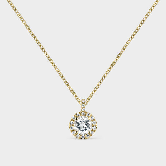 COLLAR ORO AMARILLO 18K Y TOPACIO BLANCO FINO