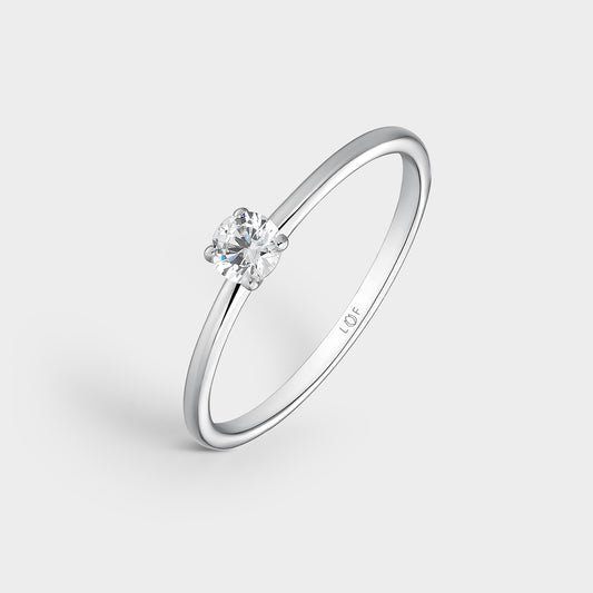 ANILLO SOLITARIO ORO BLANCO 18K Y DIAMANTE 0,10 CTS