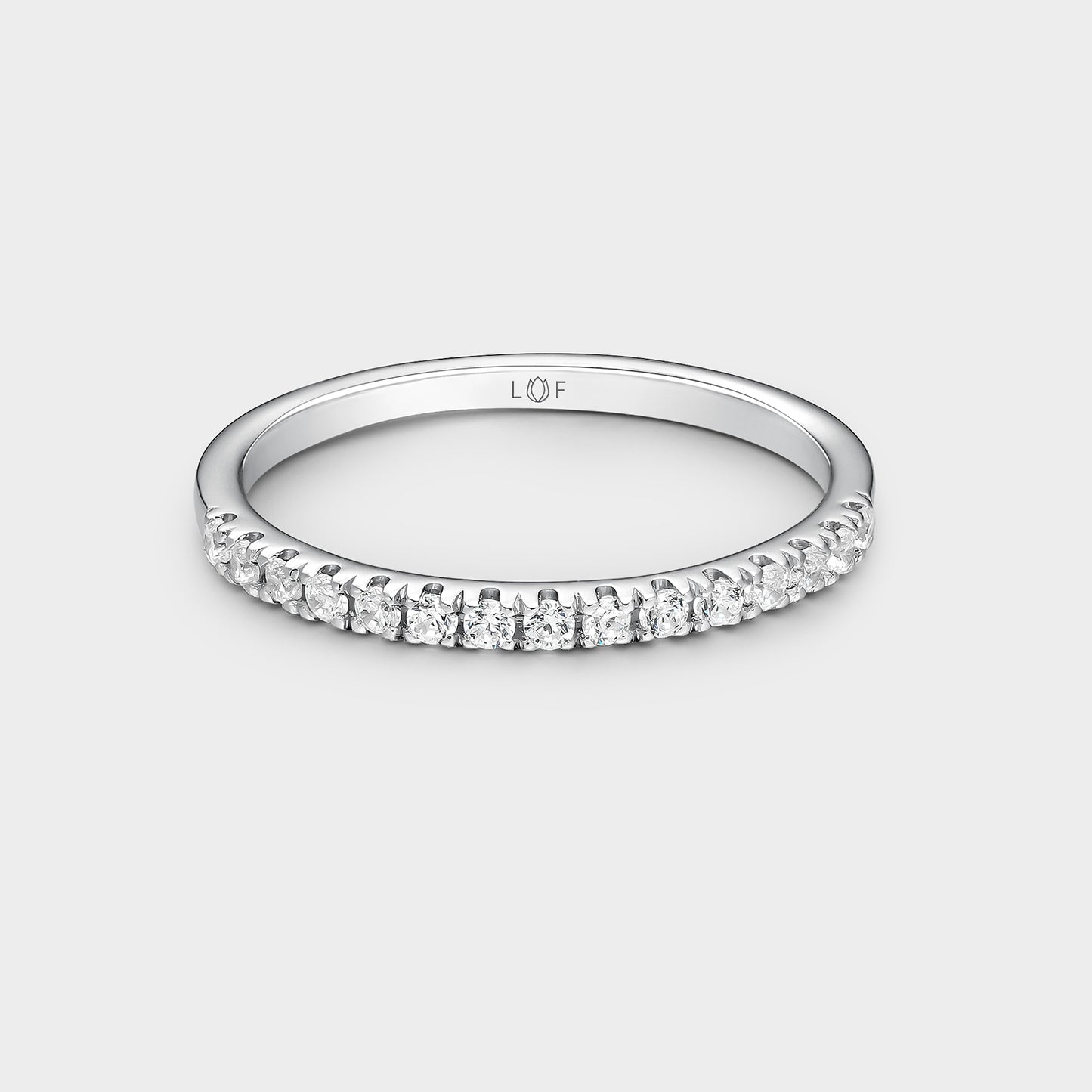 MEDIA ALIANZA ORO BLANCO 18K Y 15 DIAMANTES 0,225 CTS