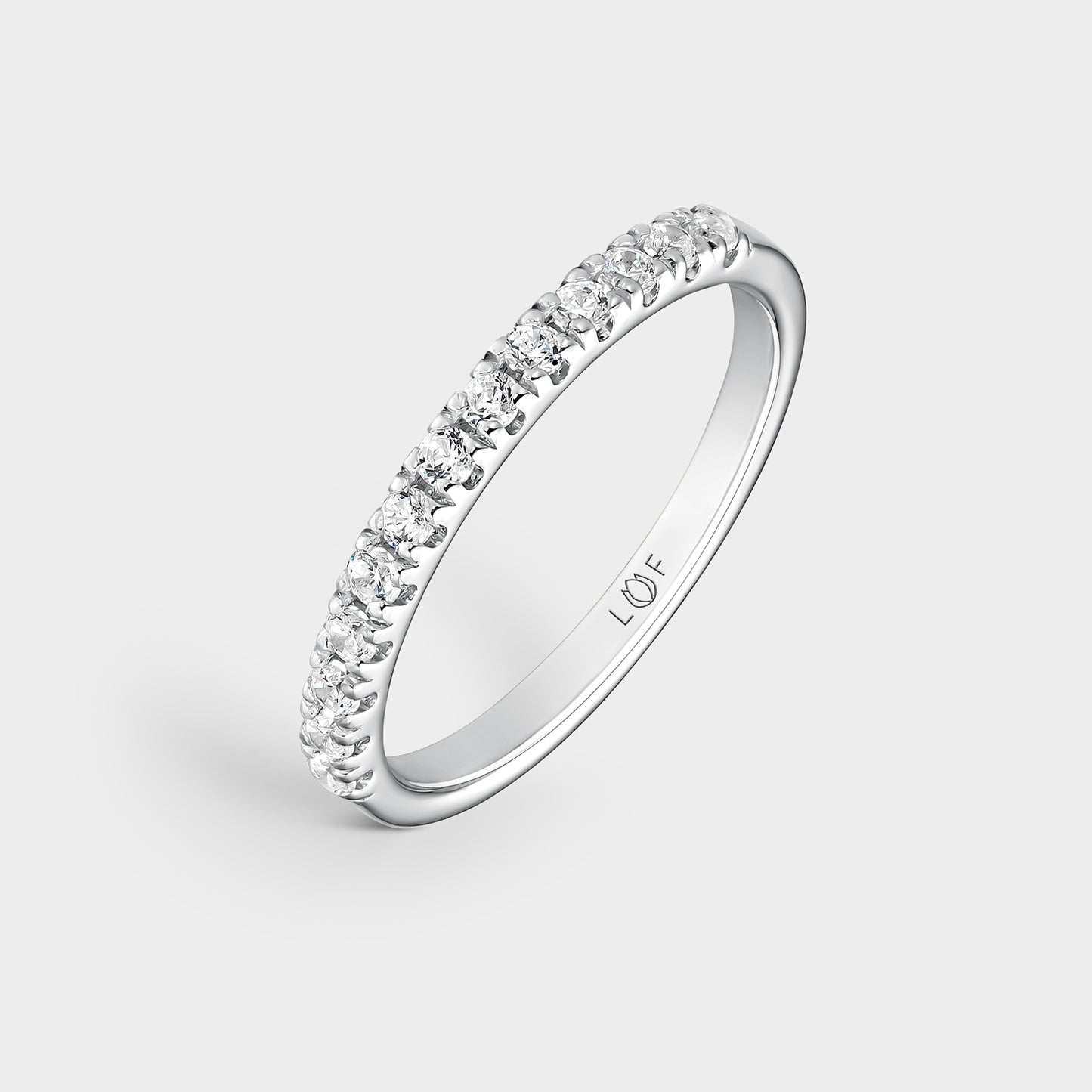 MEDIA ALIANZA ORO BLANCO 18K Y 13 DIAMANTES 0,325 CTS