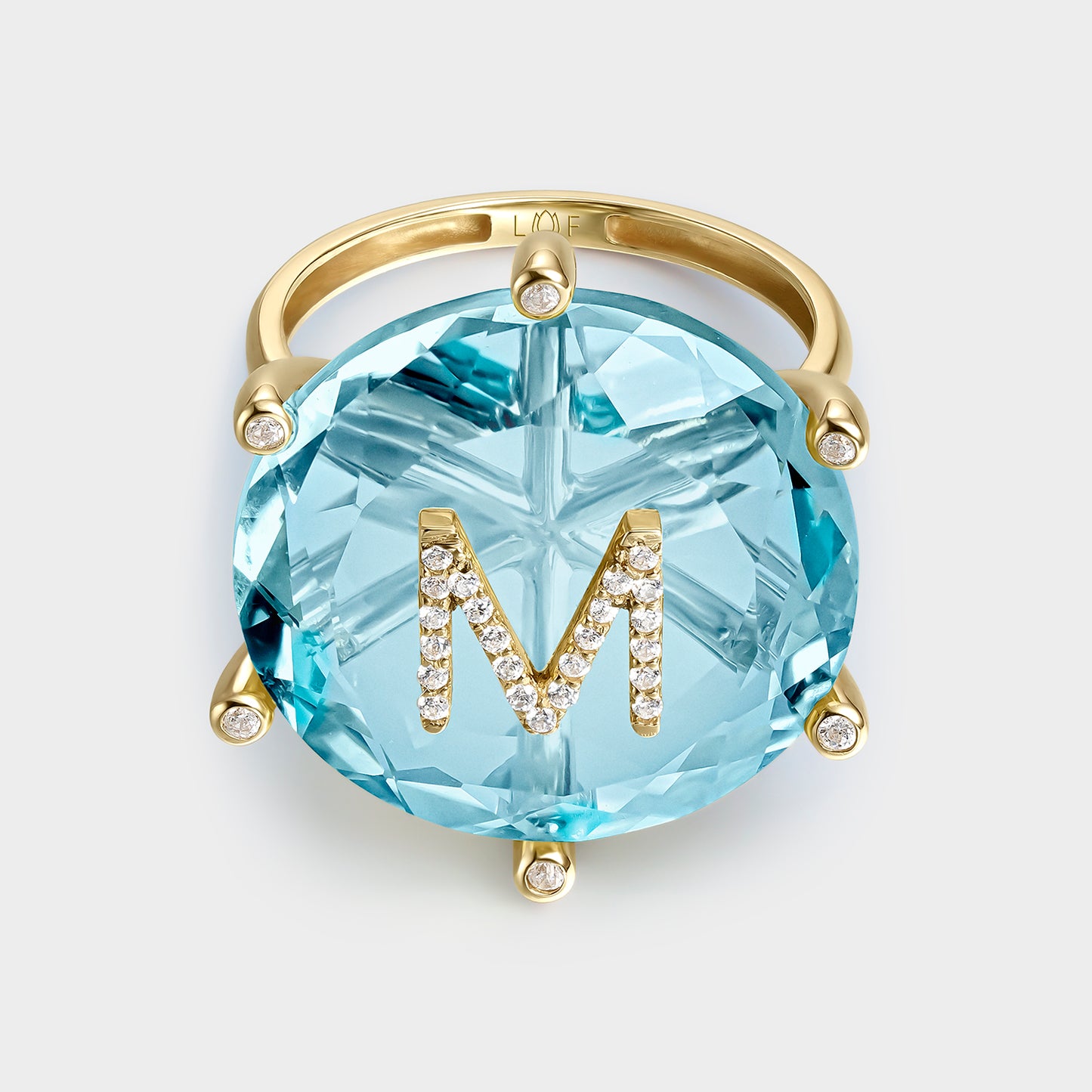 ANILLO ORO AMARILLO 18K COCKTAIL "M" TOPACIO AZUL