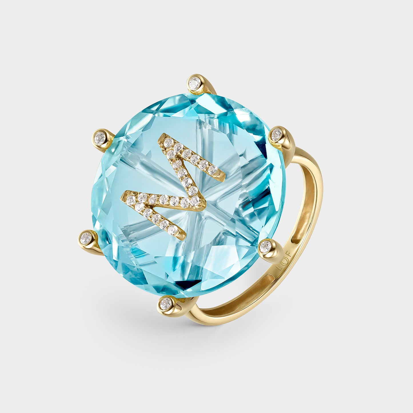 ANILLO ORO AMARILLO 18K COCKTAIL "M" TOPACIO AZUL