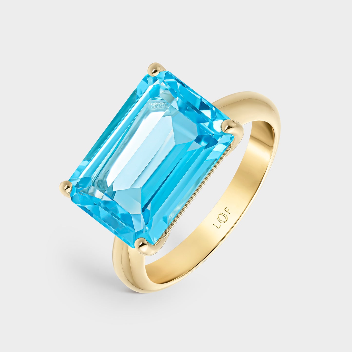 ANILLO ORO AMARILLO 18K TOPACIO SWISS OCTOGONAL