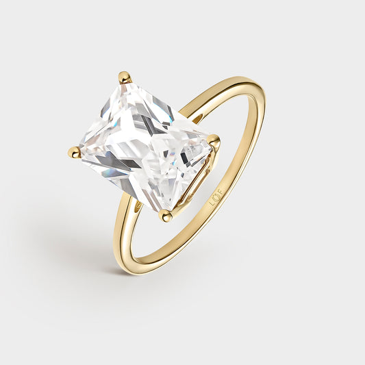 ANILLO ORO AMARILLO 18K TOPACIO BLANCO OCTOGONAL