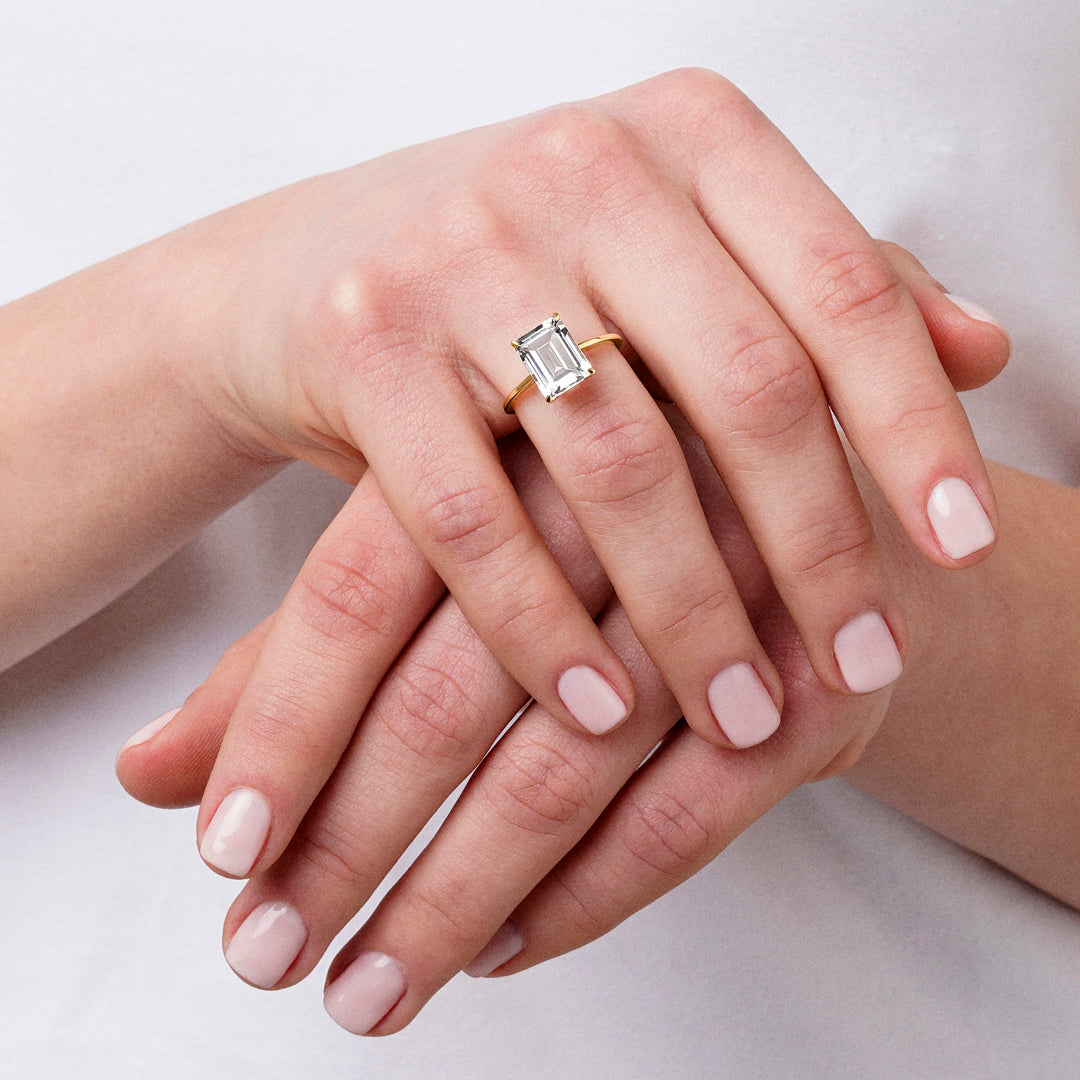 ANILLO ORO AMARILLO 18K TOPACIO BLANCO OCTOGONAL