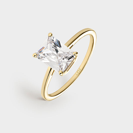 ANILLO ORO AMARILLO 18K TOPACIO BLANCO OCTOGONAL PEQ.