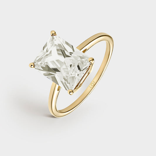 ANILLO ORO AMARILLO 18K AMATISTA VERDE OCTOGONAL