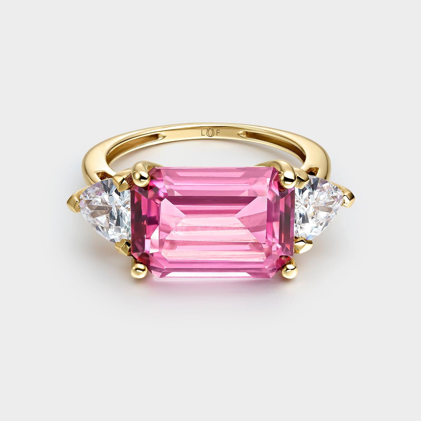 ANILLO ORO AMARILLO 18K TOPACIO ROSA Y CIRCONITAS