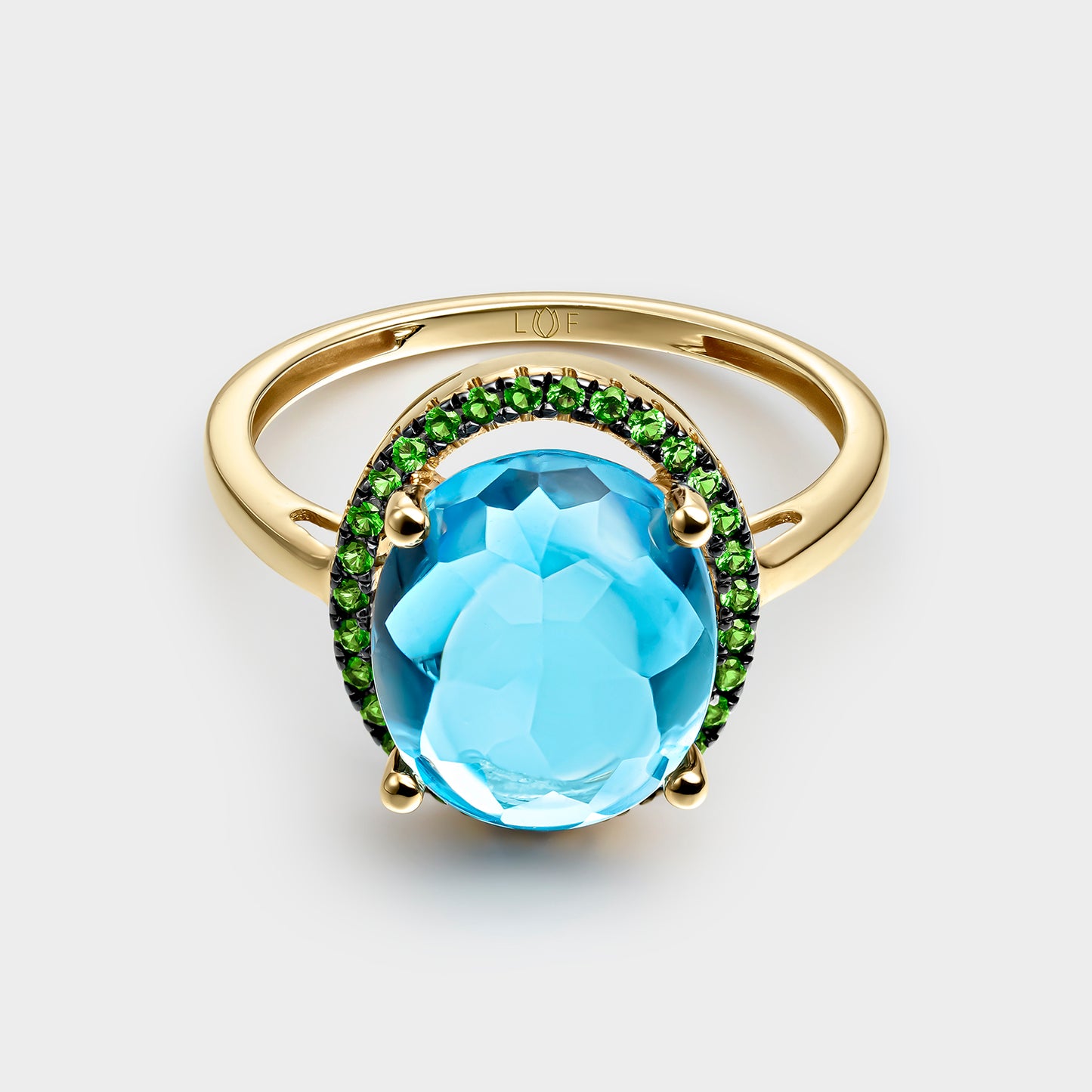ANILLO ORO AMARILLO 18K NANO-ZAFIROS Y TOPACIO AZUL SWISS