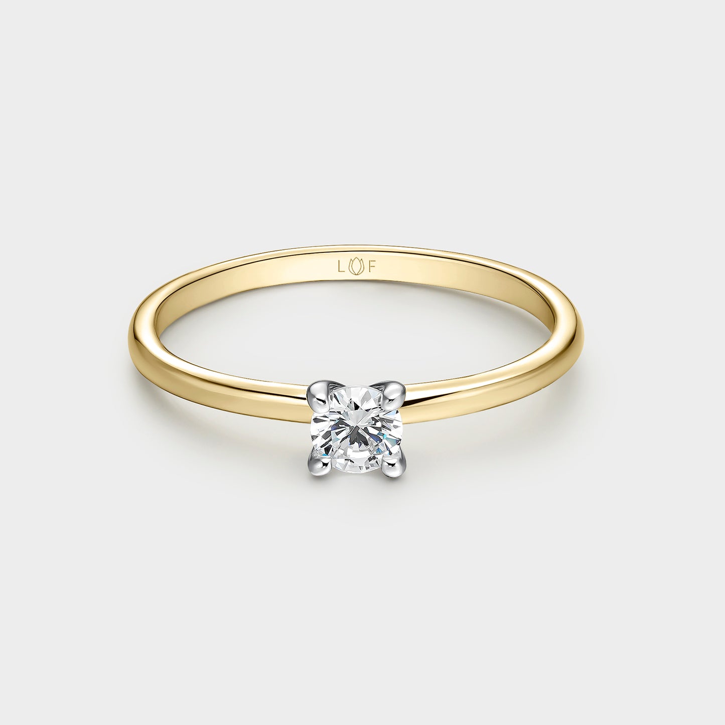 ANILLO SOLITARIO ORO BICOLOR 18K Y DIAMANTE 0,20 CTS