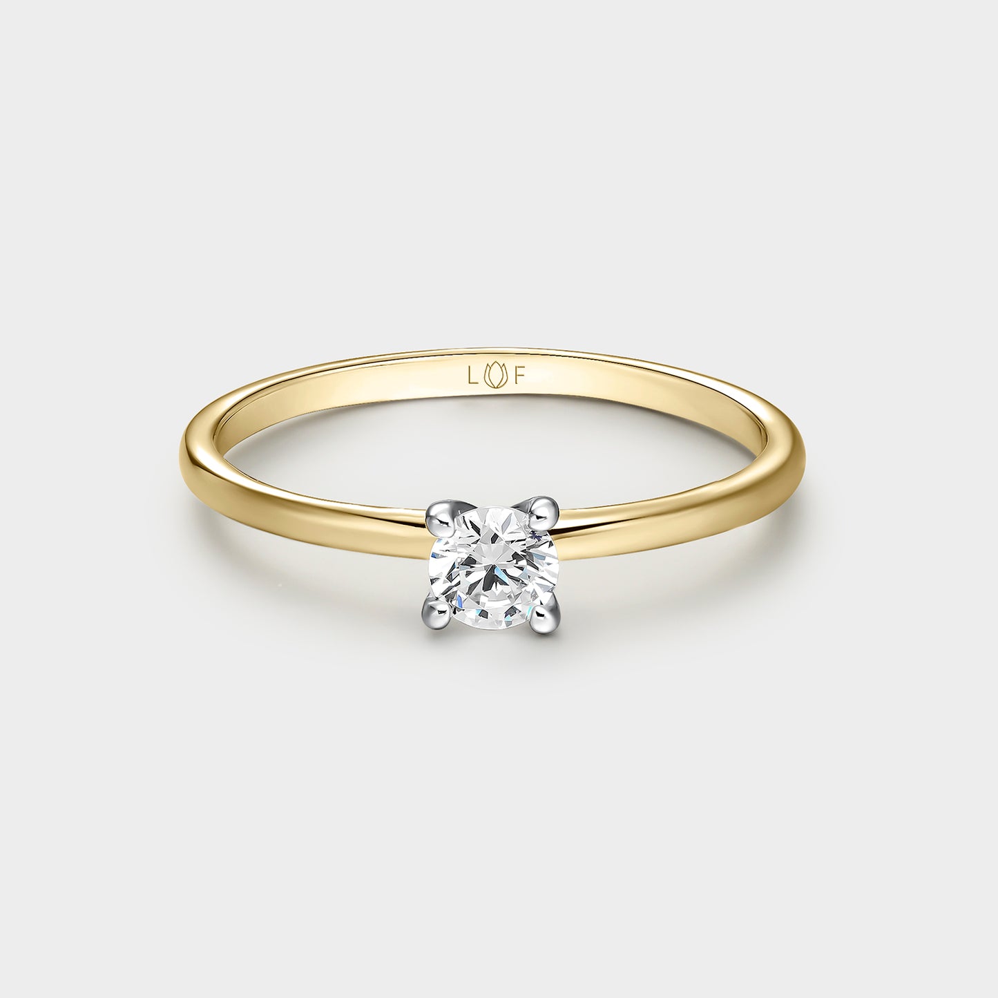 ANILLO SOLITARIO ORO BICOLOR 18K Y DIAMANTE 0,25 CTS