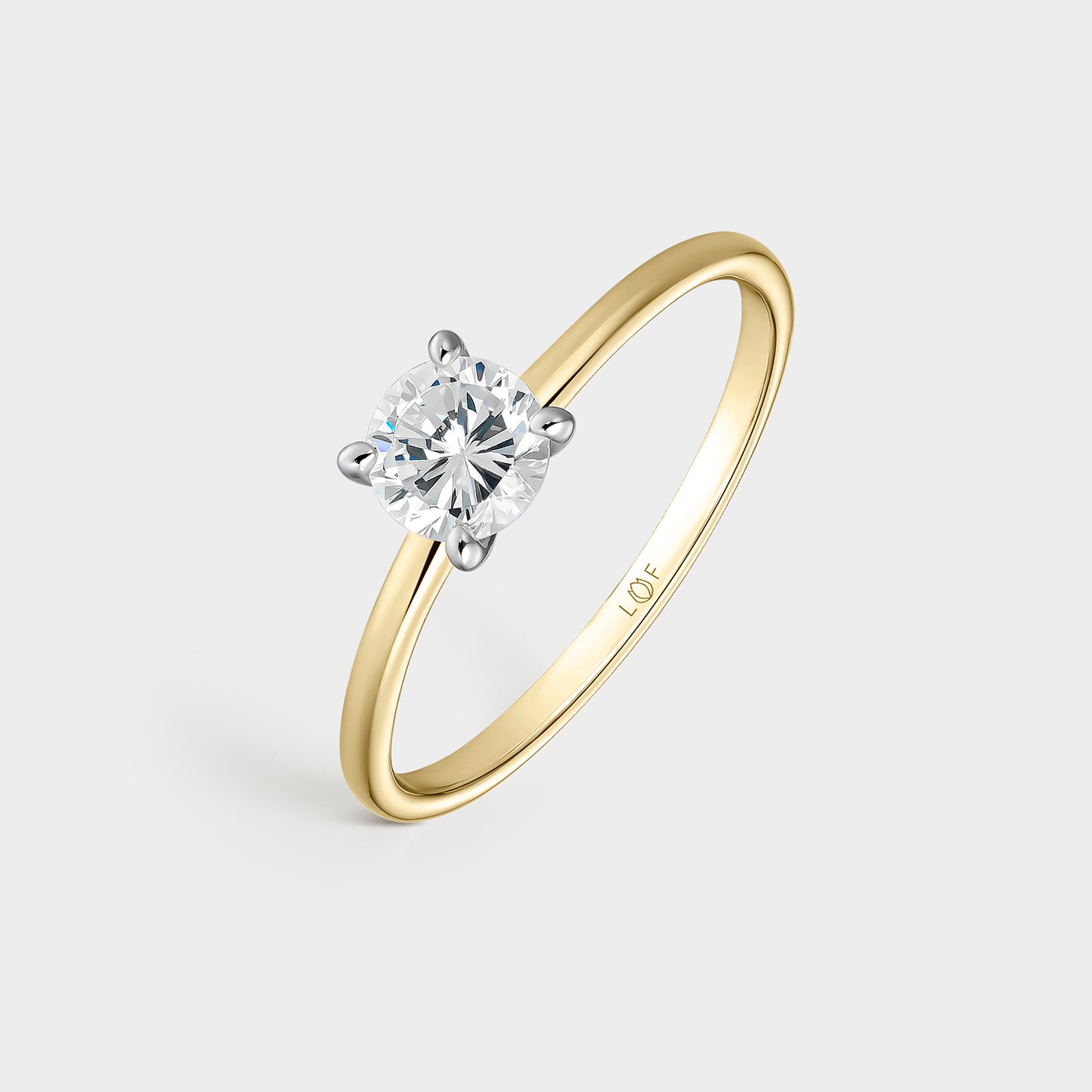 ANILLO SOLITARIO ORO BICOLOR 18K Y DIAMANTE 0,50 CTS