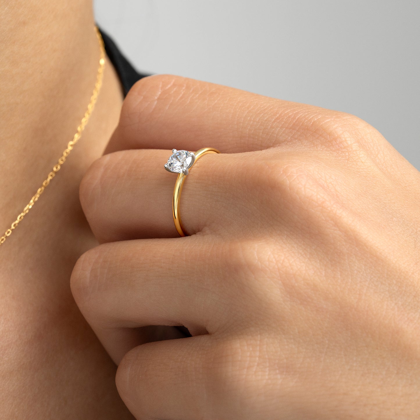 ANILLO SOLITARIO ORO BICOLOR 18K Y DIAMANTE 0,50 CTS