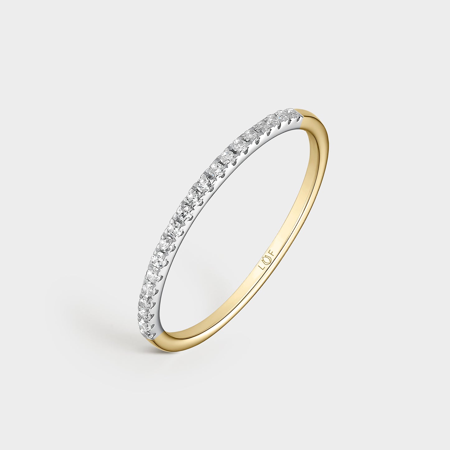 MEDIA ALIANZA ORO BICOLOR 18K Y 20 DIAMANTES 0,12 CTS