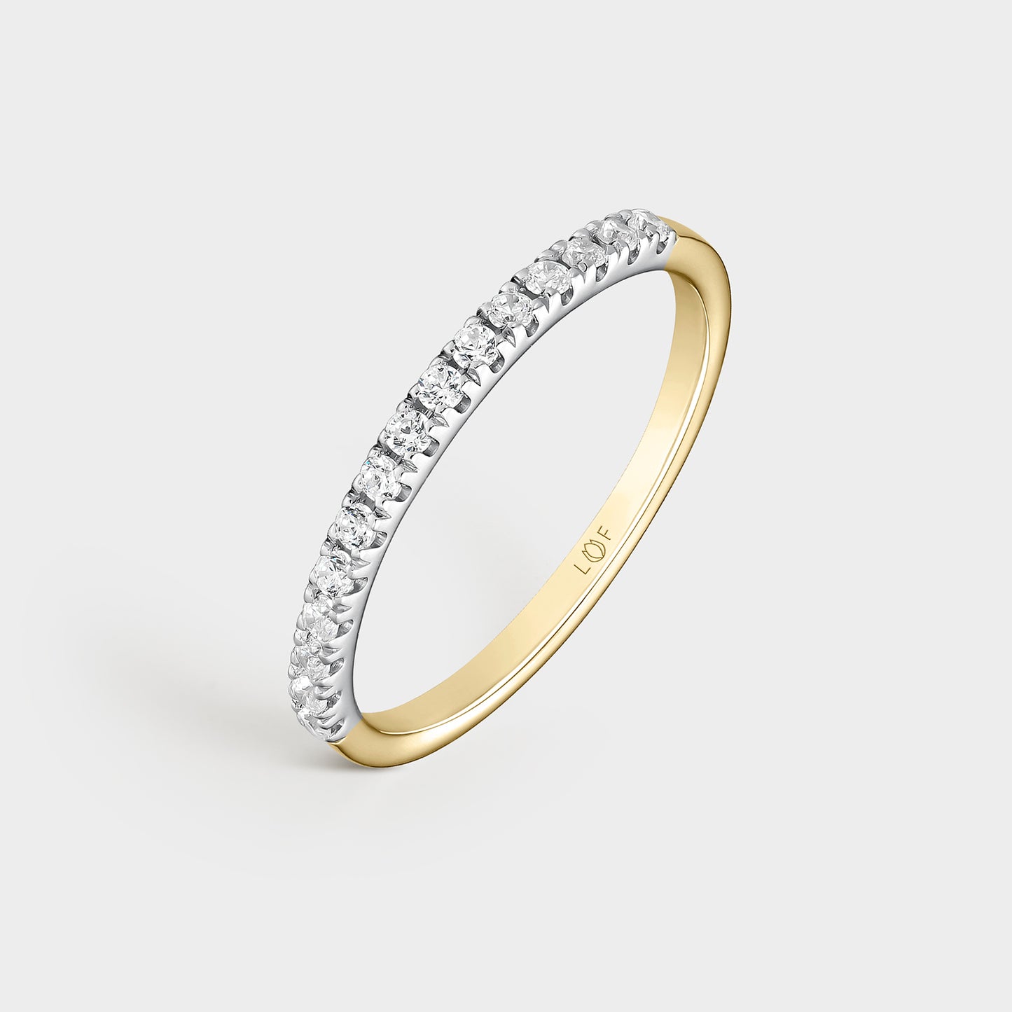 MEDIA ALIANZA ORO BICOLOR 18K Y 15 DIAMANTES 0,225 CTS