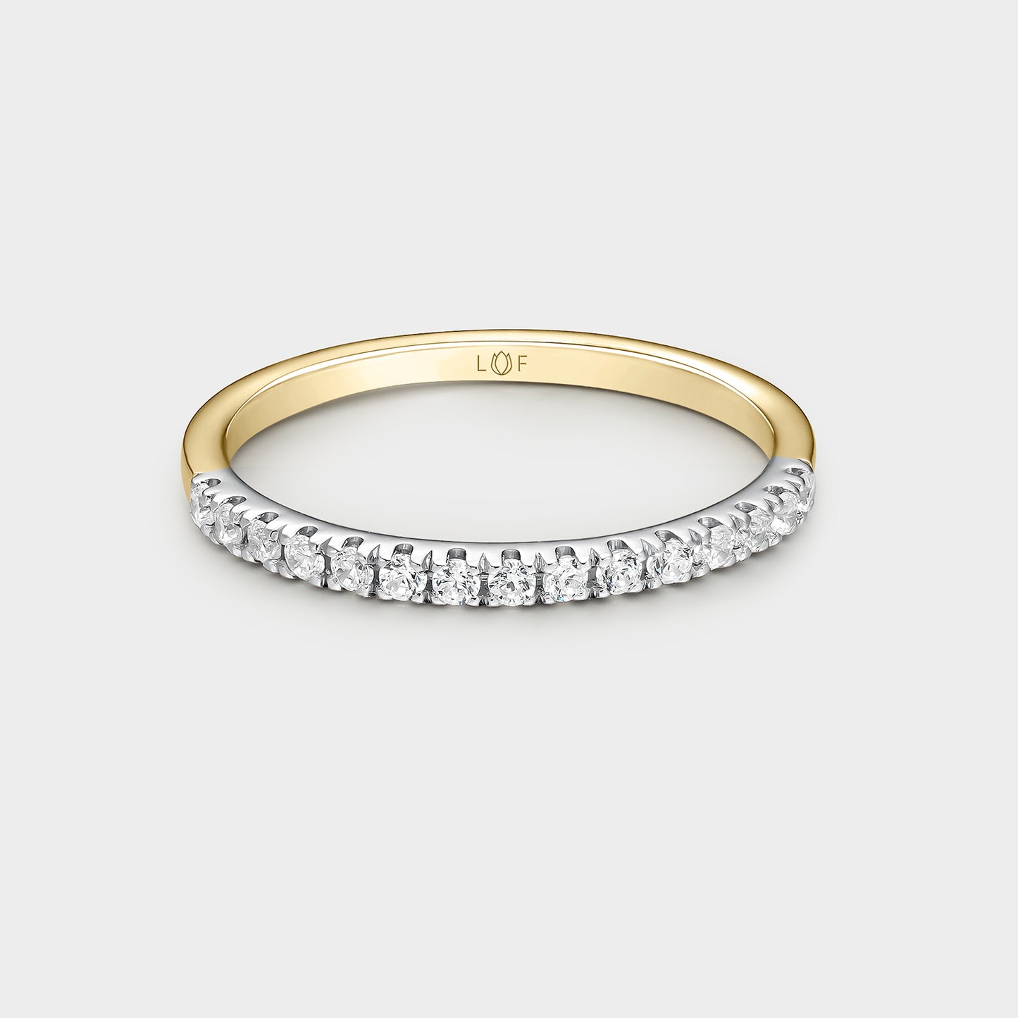 MEDIA ALIANZA ORO BICOLOR 18K Y 15 DIAMANTES 0,225 CTS