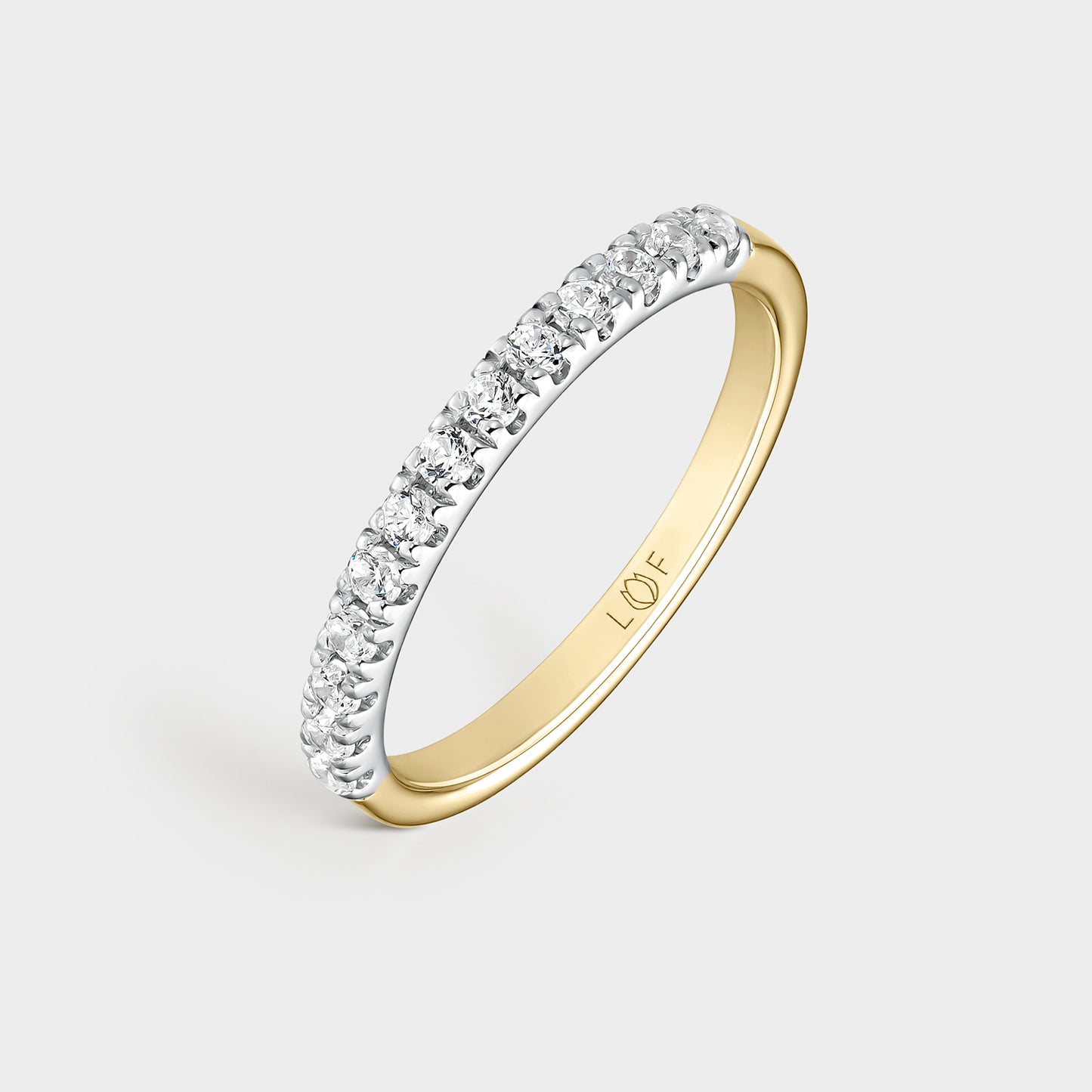 MEDIA ALIANZA ORO BICOLOR 18K Y 13 DIAMANTES 0,325 CTS