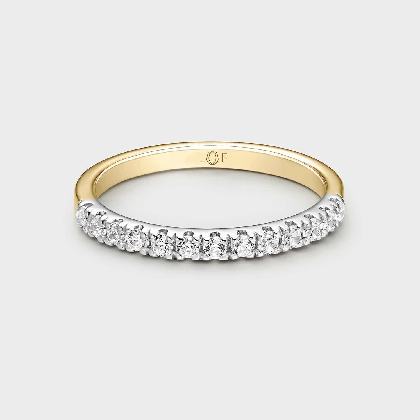 MEDIA ALIANZA ORO BICOLOR 18K Y 13 DIAMANTES 0,325 CTS